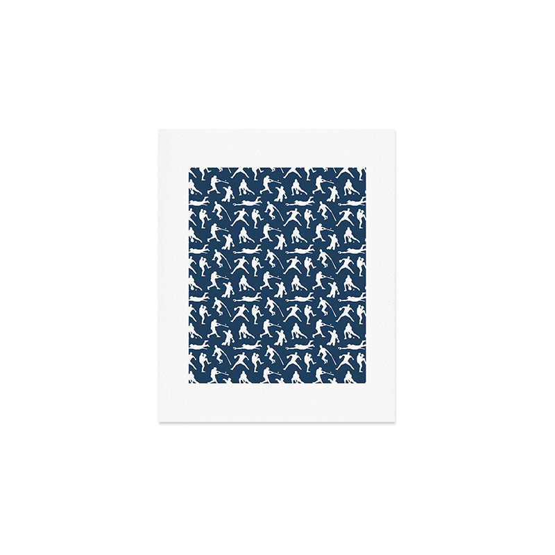 Baseball Players // Navy Art Print Gallery Image 1