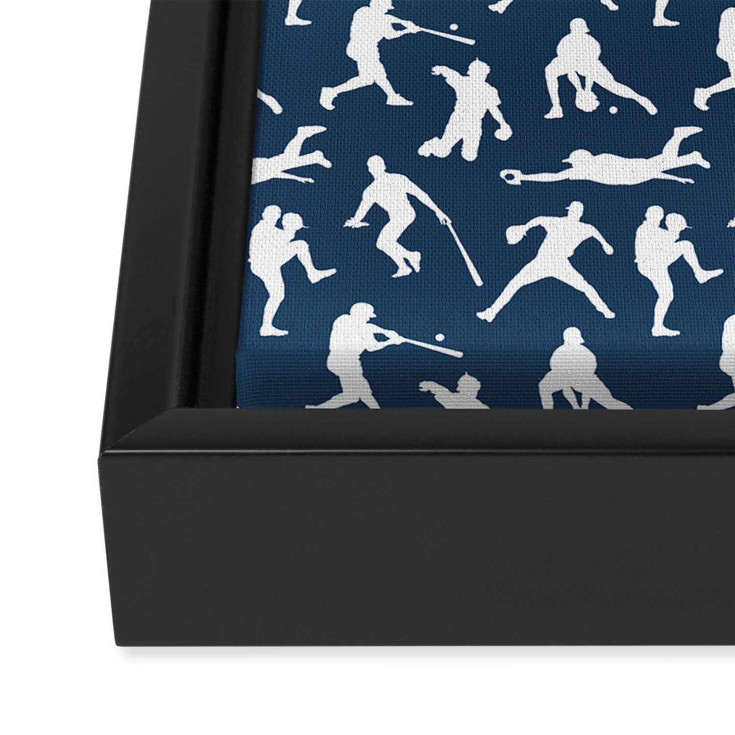 Baseball Players // Navy Framed Canvas Print Gallery Image 3