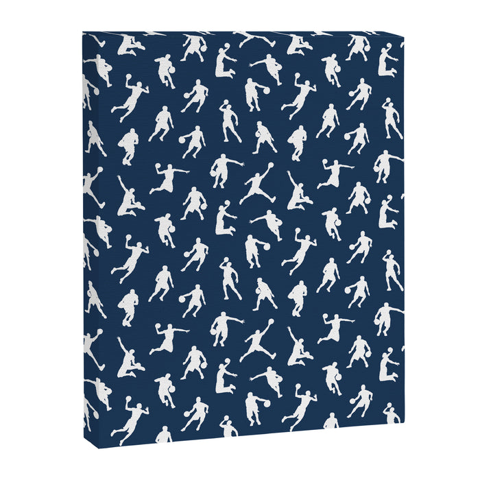 Basketball Players // Navy Canvas Print Gallery Image 1