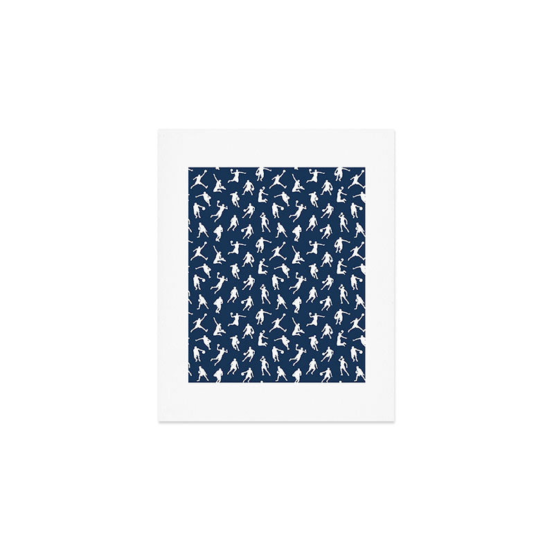 Basketball Players // Navy Art Print Gallery Image 1