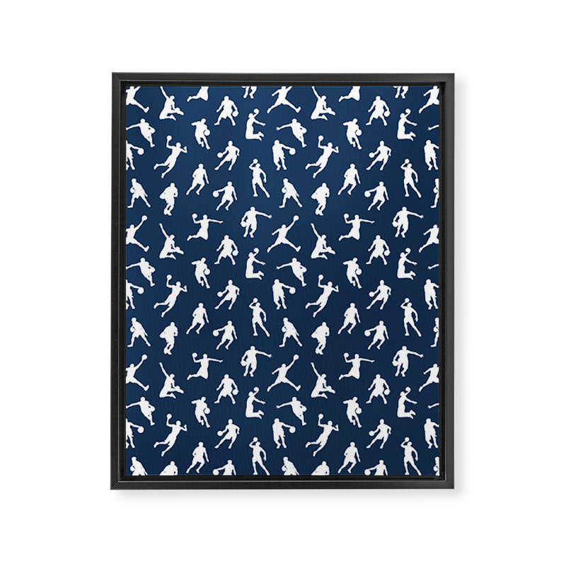 Basketball Players // Navy Framed Canvas Print Gallery Image 8
