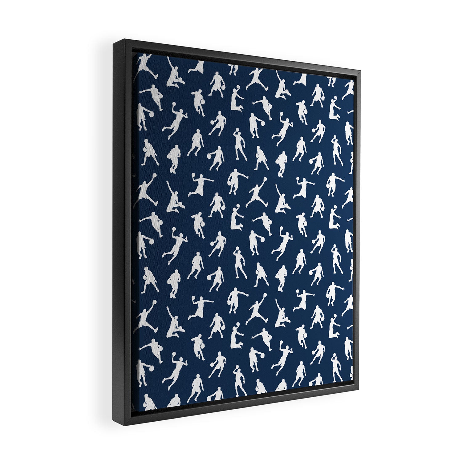 Basketball Players // Navy Framed Canvas Print Gallery Image 2
