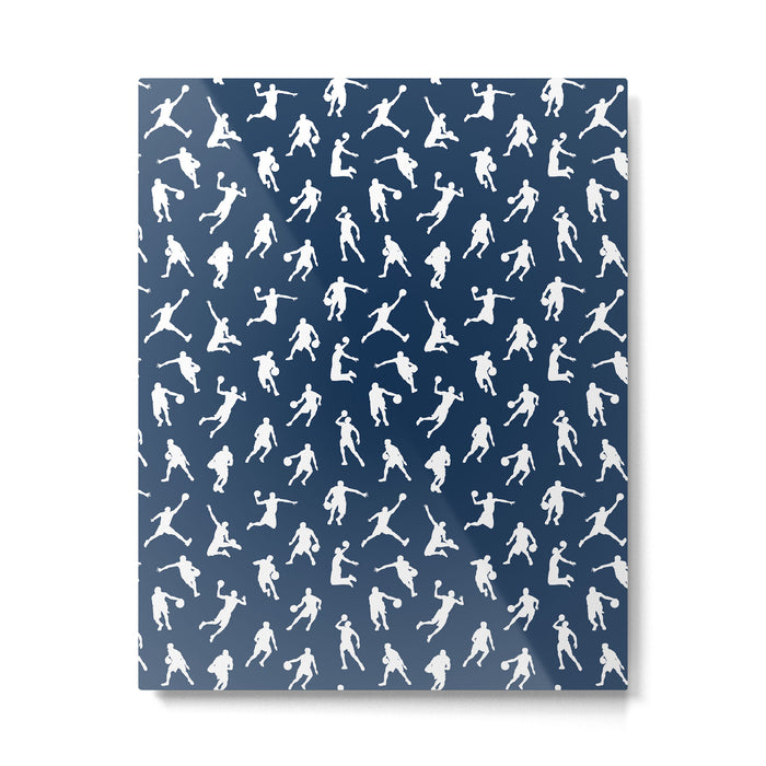 Basketball Players // Navy Metal Print Gallery Image 1