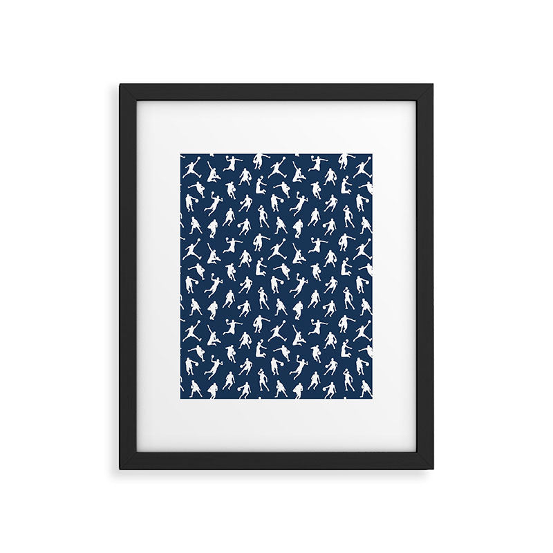 Basketball Players // Navy Framed Art Print Gallery Image 6