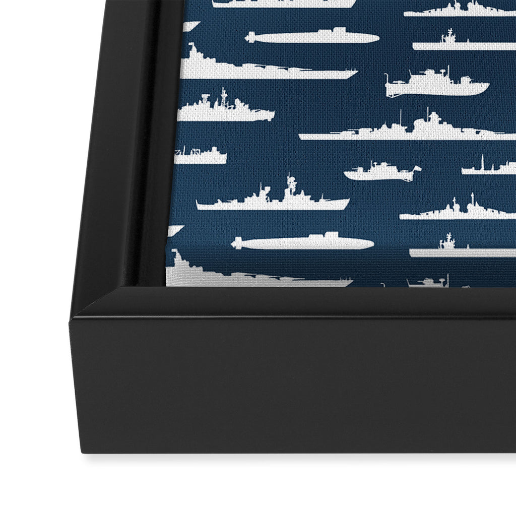 Battleship // Navy Blue Framed Canvas Print Gallery Image 3