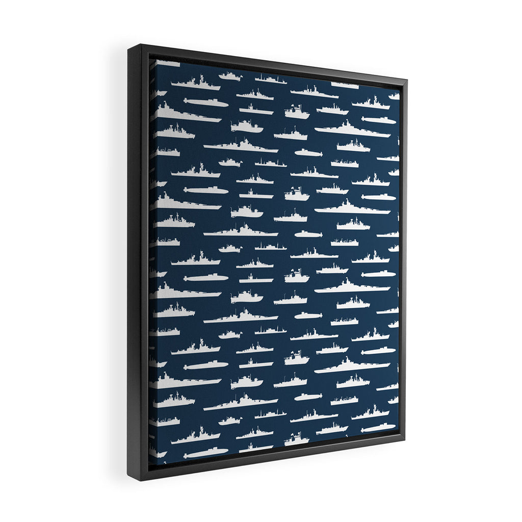 Battleship // Navy Blue Framed Canvas Print Gallery Image 2