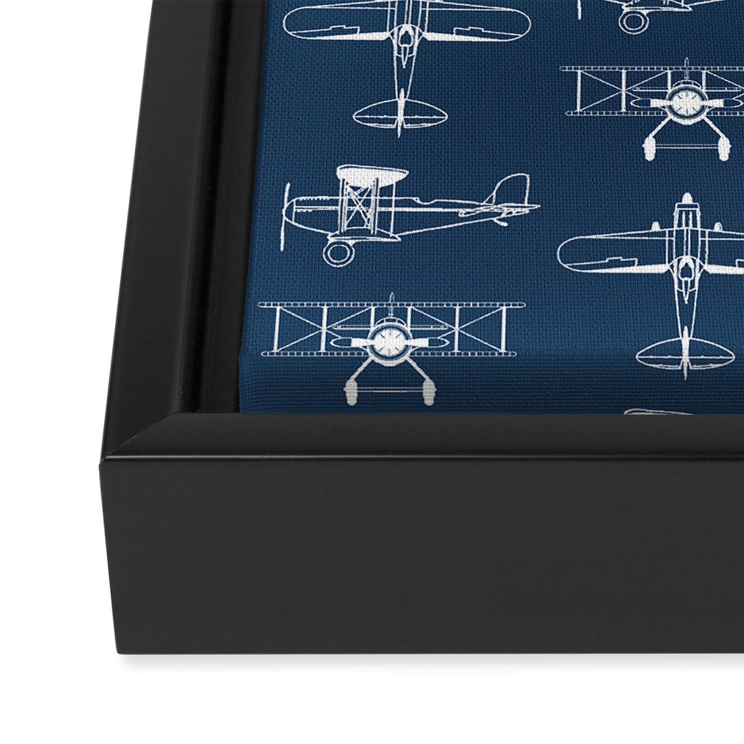Biplanes // Navy Framed Canvas Print Gallery Image 3