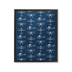Biplanes // Navy Framed Canvas Print Gallery Image 8