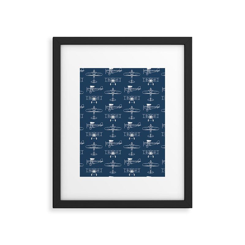 Biplanes // Navy Framed Art Print Gallery Image 6
