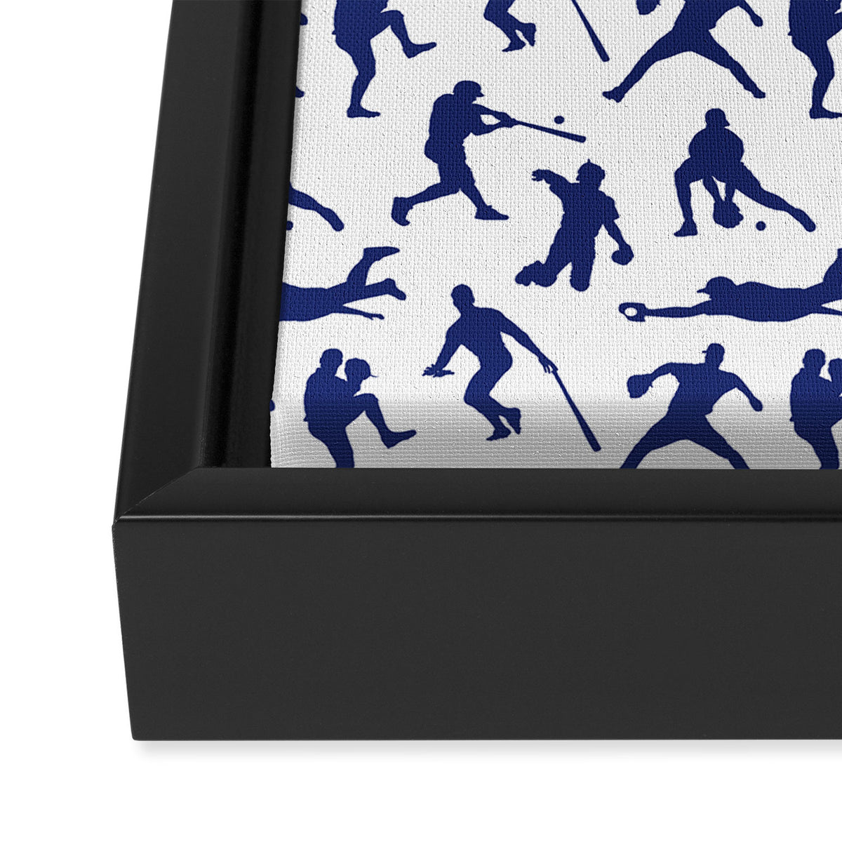 Blue Baseball Players Framed Canvas Print Gallery Image 3