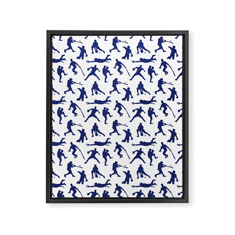 Blue Baseball Players Framed Canvas Print Gallery Image 8
