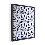 Blue Baseball Players Framed Canvas Print Gallery Image 2