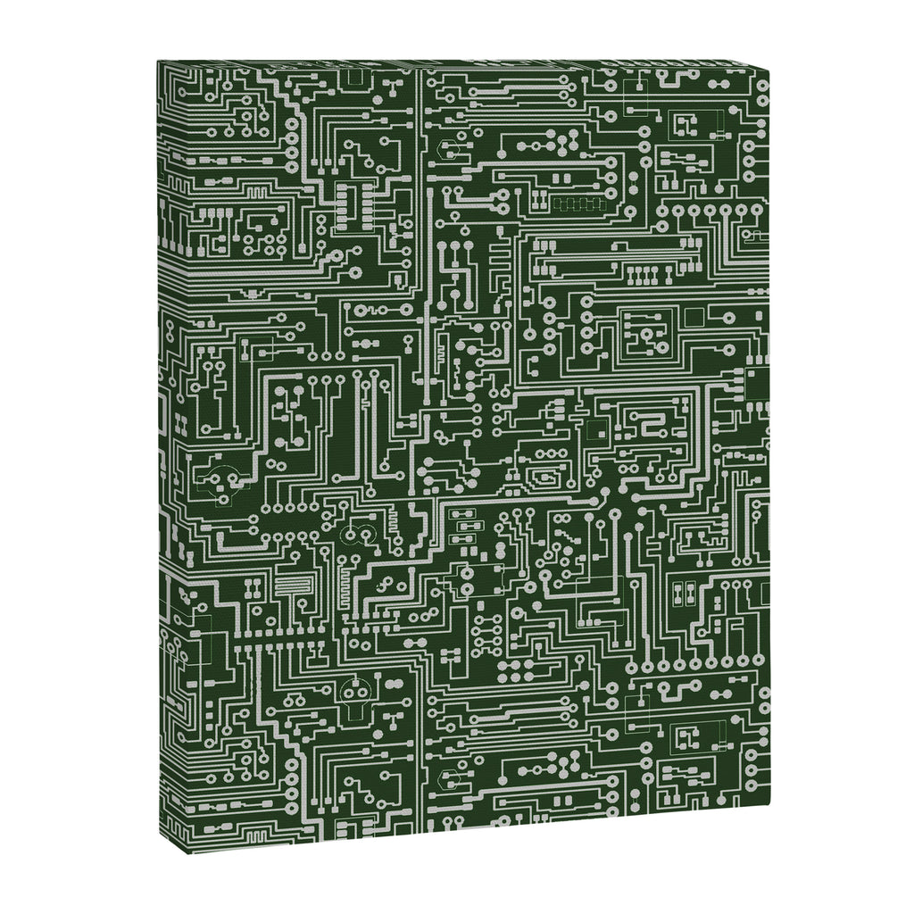 Circuit Board // Green & Silver Canvas Print Gallery Image 8