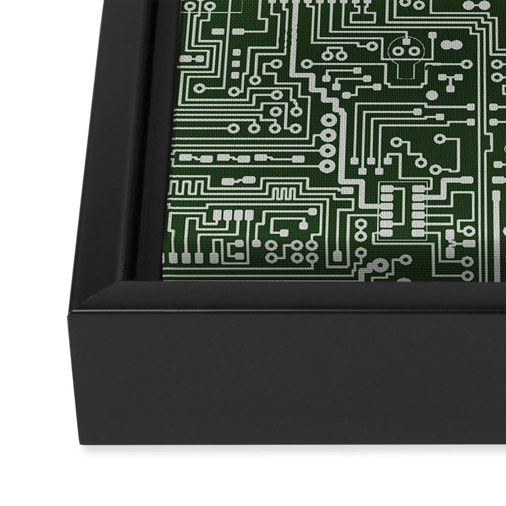 Circuit Board // Green & Silver Framed Canvas Print Gallery Image 3