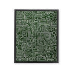 Circuit Board // Green & Silver Framed Canvas Print Gallery Image 8