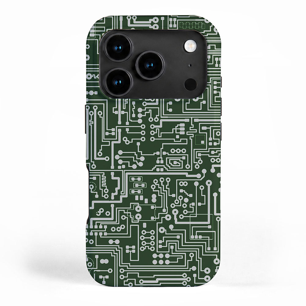 Circuit Board // Green & Silver iPhone Case Gallery Image 1