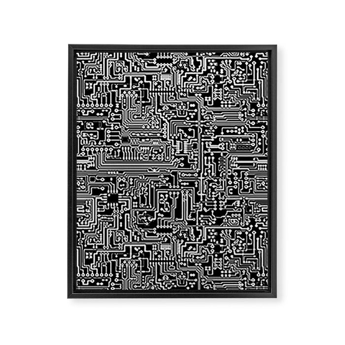 Circuit Board on Black Framed Canvas Print Gallery Image 1