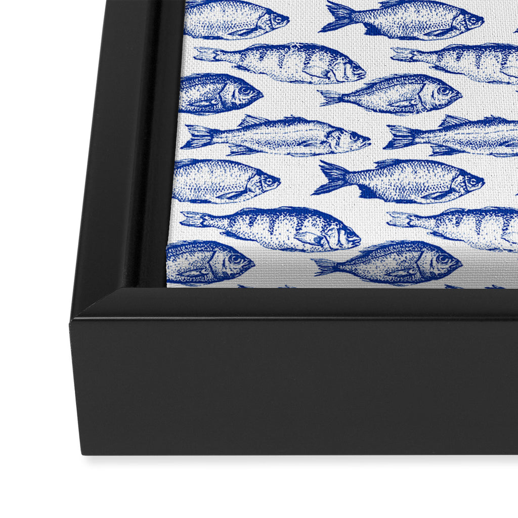 Dark Blue Fish Framed Canvas Print Gallery Image 3