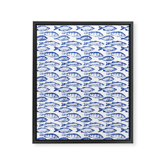 Dark Blue Fish Framed Canvas Print Gallery Image 1