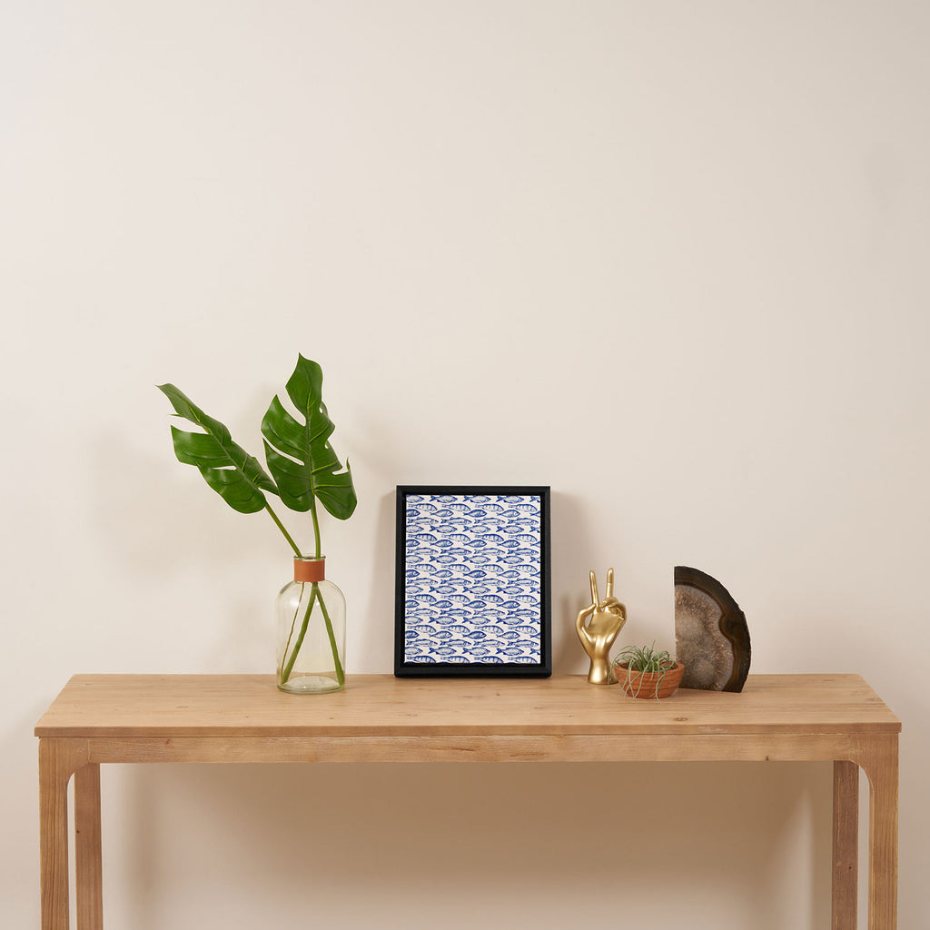 Dark Blue Fish Framed Canvas Print Gallery Image 4