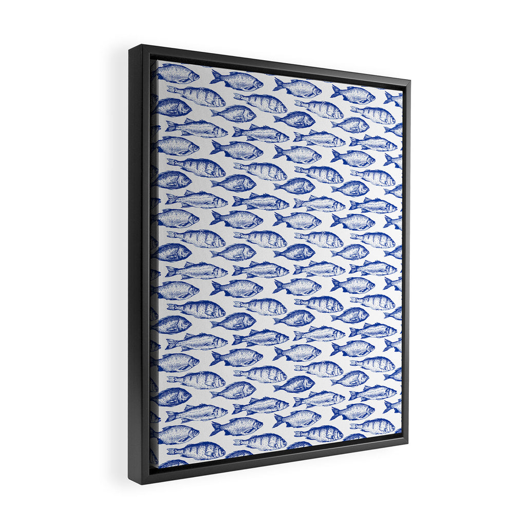 Dark Blue Fish Framed Canvas Print Gallery Image 2
