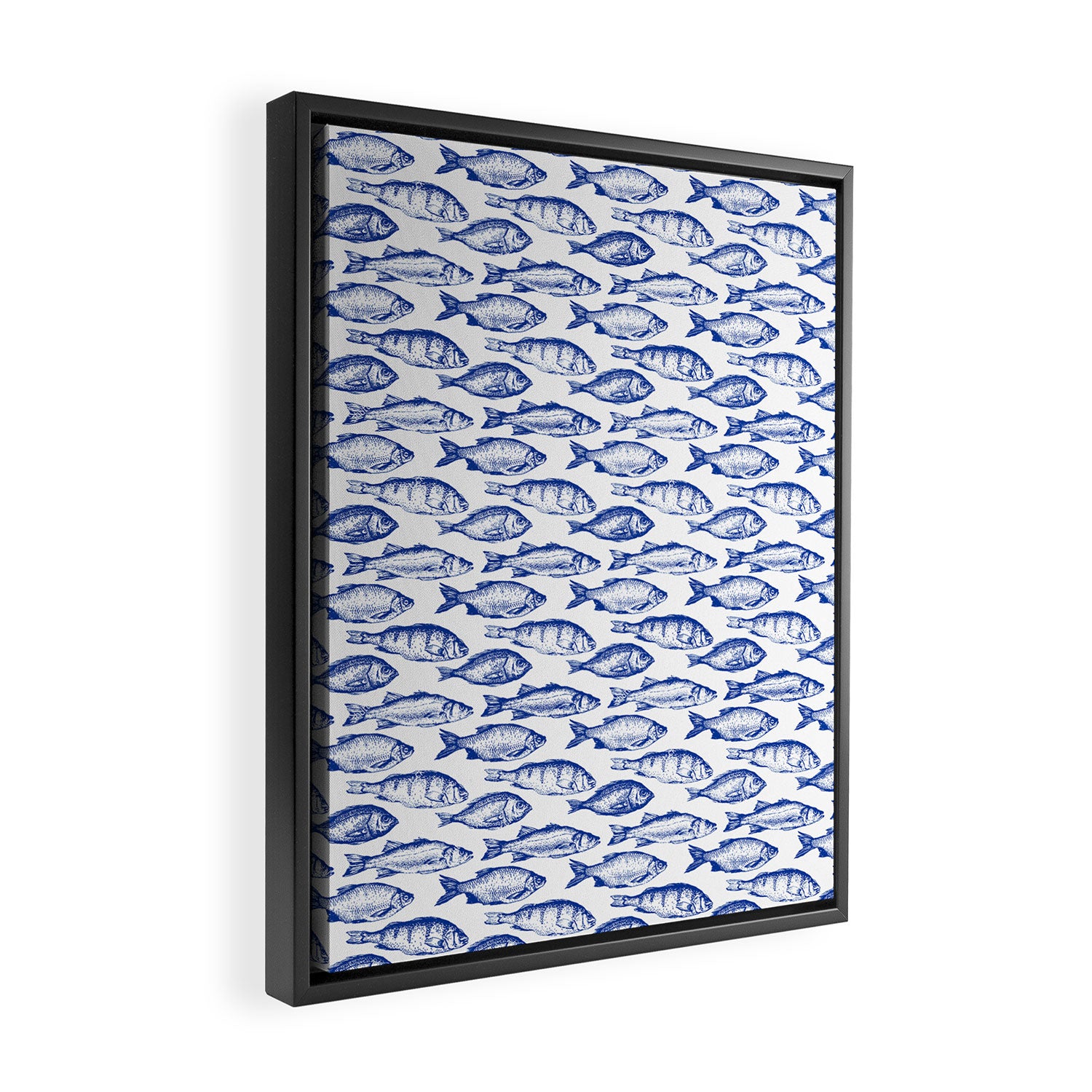 Dark Blue Fish Framed Canvas Print Gallery Image 2