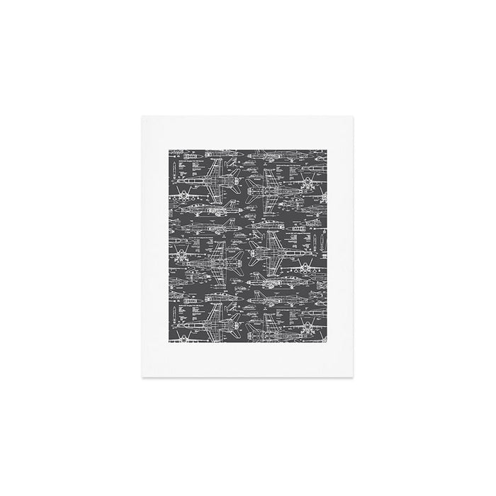 F-18 Blueprints // Charcoal-Grey Art Print Gallery Image 1