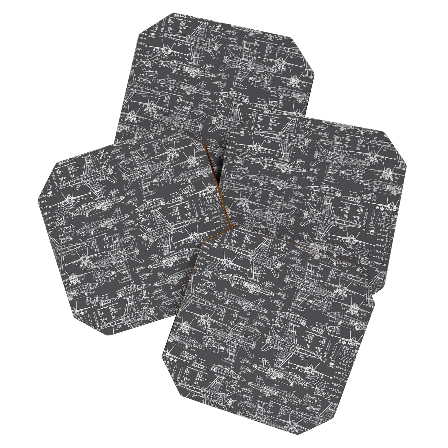 F-18 Blueprints // Charcoal-Grey Coaster Gallery Image 1