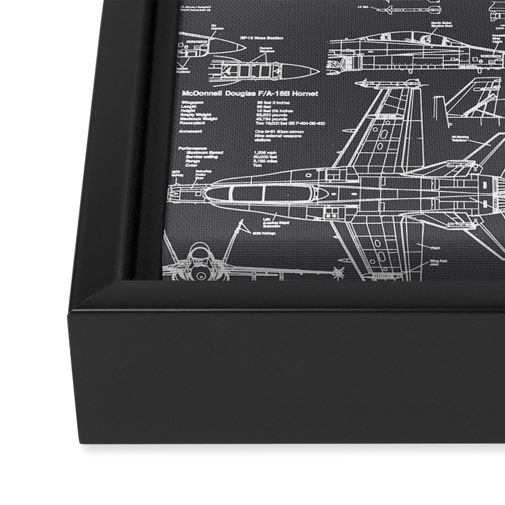 F-18 Blueprints // Charcoal-Grey Framed Canvas Print Gallery Image 3