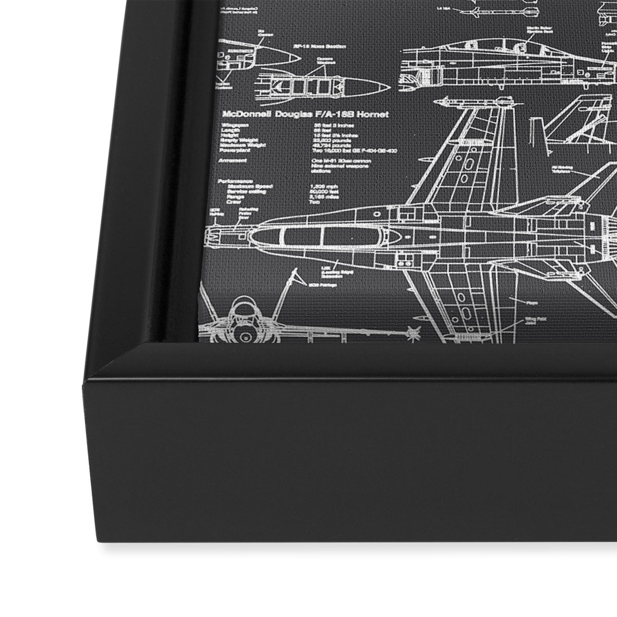 F-18 Blueprints // Charcoal-Grey Framed Canvas Print Gallery Image 3