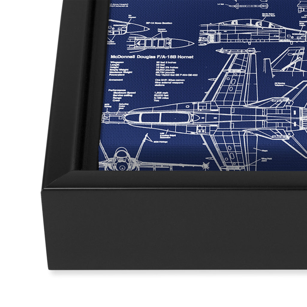 F-18 Blueprints Framed Canvas Print Gallery Image 3