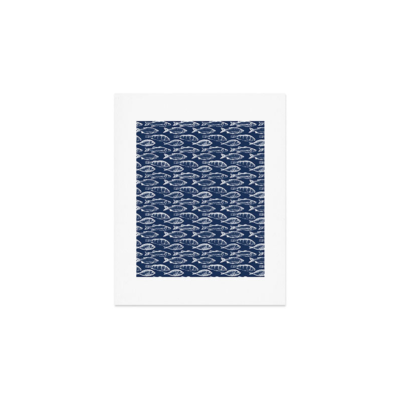 Fish // Navy Blue Art Print Gallery Image 1