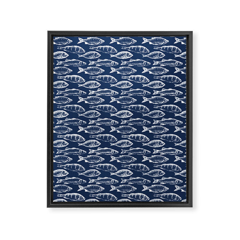 Fish // Navy Blue Framed Canvas Print Gallery Image 8