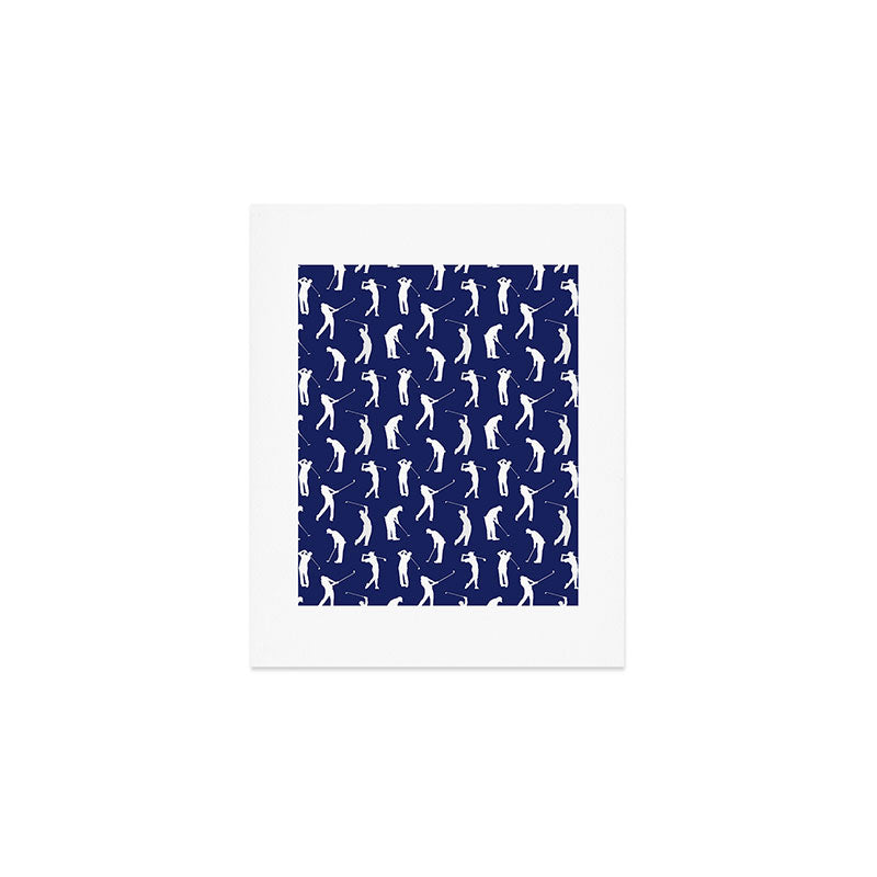 Golfers // Midnight Blue Art Print Gallery Image 1