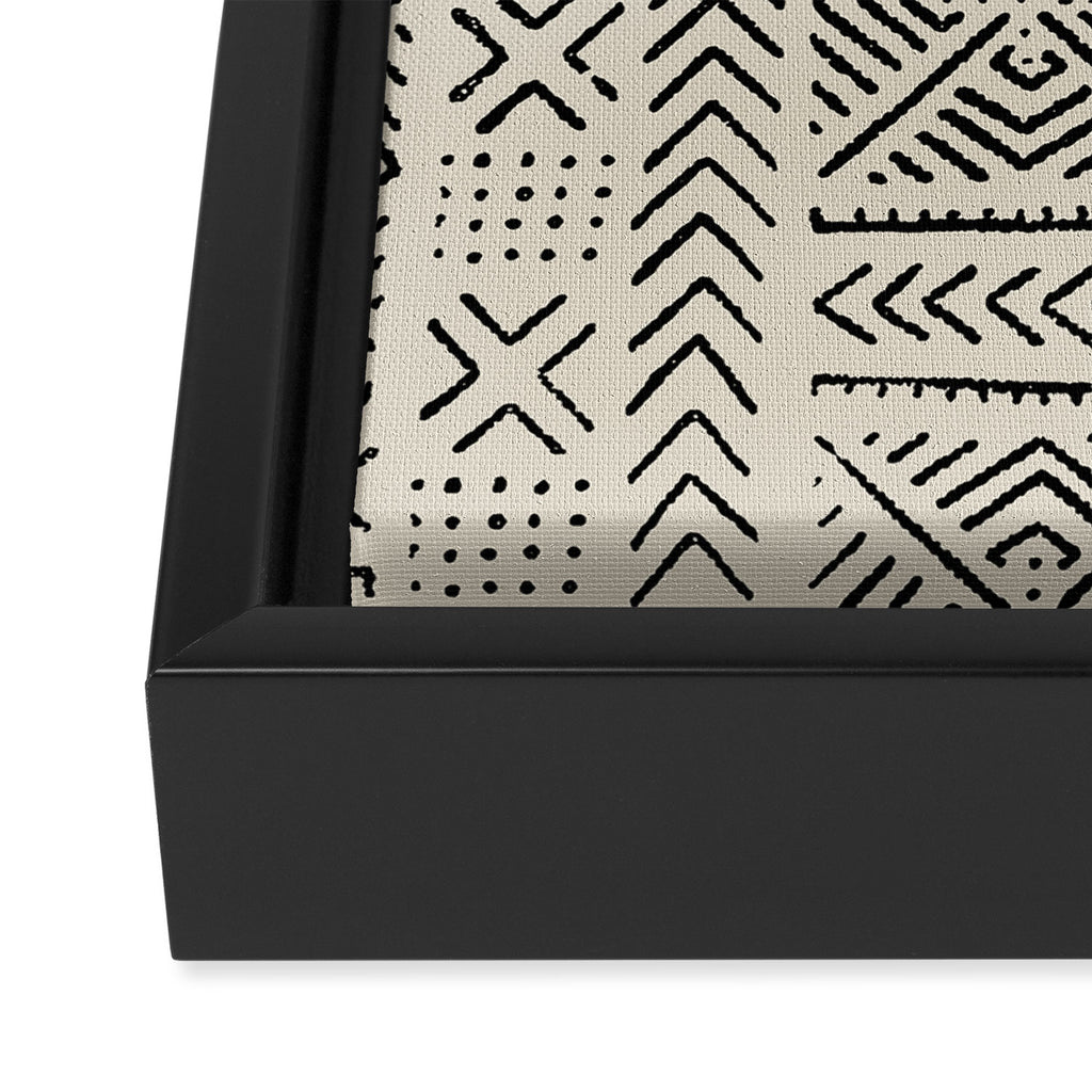 Line Mud Cloth // Bone Framed Canvas Print Gallery Image 3