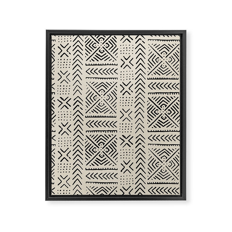 Line Mud Cloth // Bone Framed Canvas Print Gallery Image 8