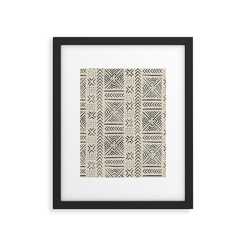 Line Mud Cloth // Bone Framed Art Print Gallery Image 4