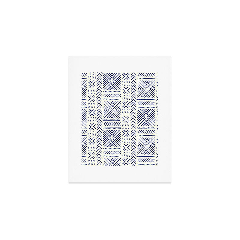 Line Mud Cloth // Ivory & Navy Art Print Gallery Image 1