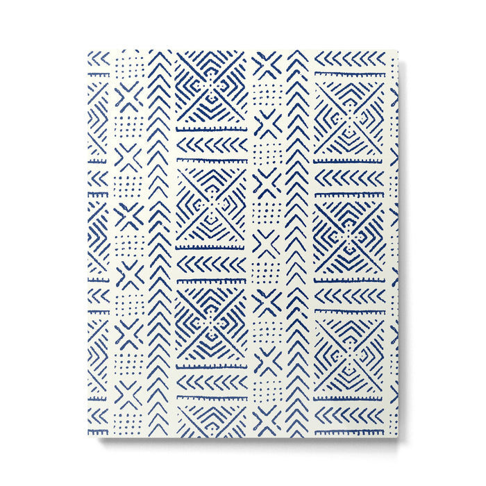 Line Mud Cloth // Ivory & Navy Metal Print Gallery Image 1