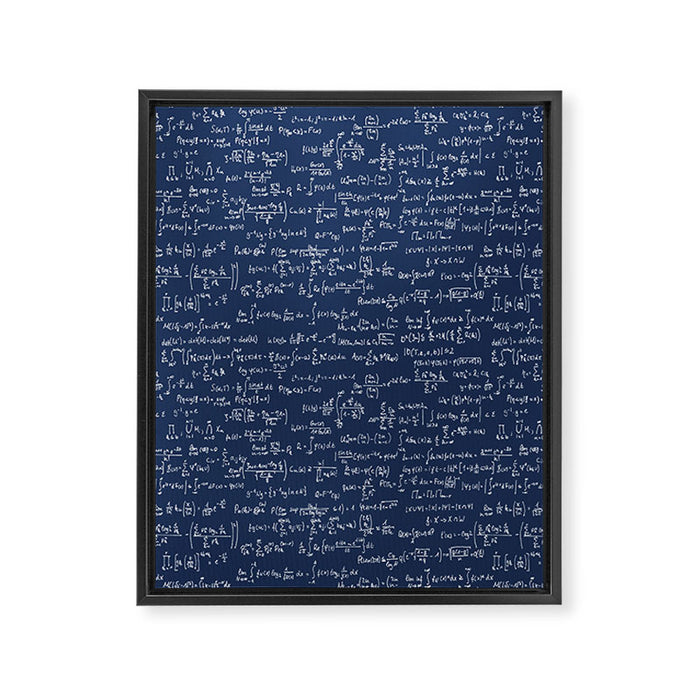 Math Equations // Navy Framed Canvas Print Gallery Image 1