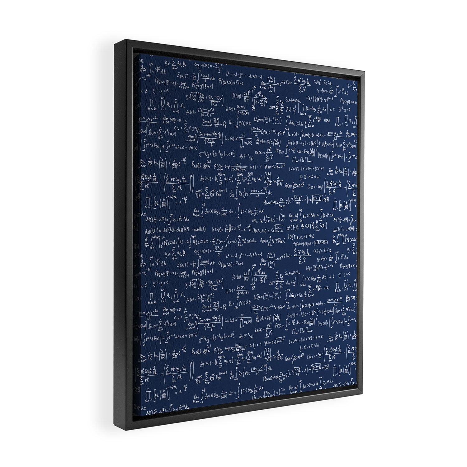 Math Equations // Navy Framed Canvas Print Gallery Image 2