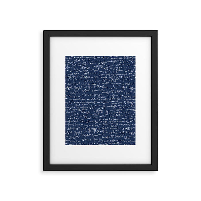 Math Equations // Navy Framed Art Print Gallery Image 1