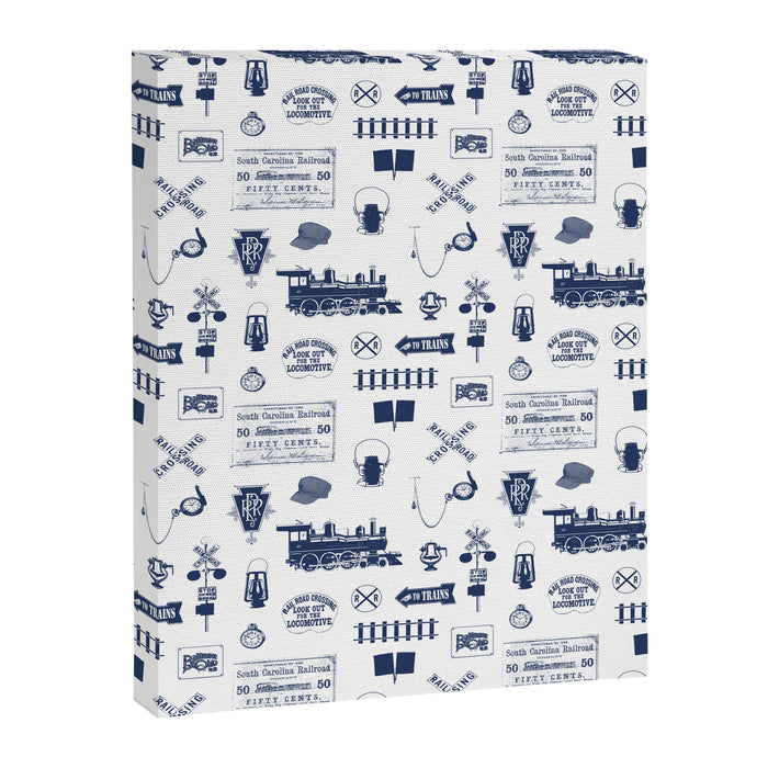 Railroad Symbols // Navy Blue Canvas Print Gallery Image 1