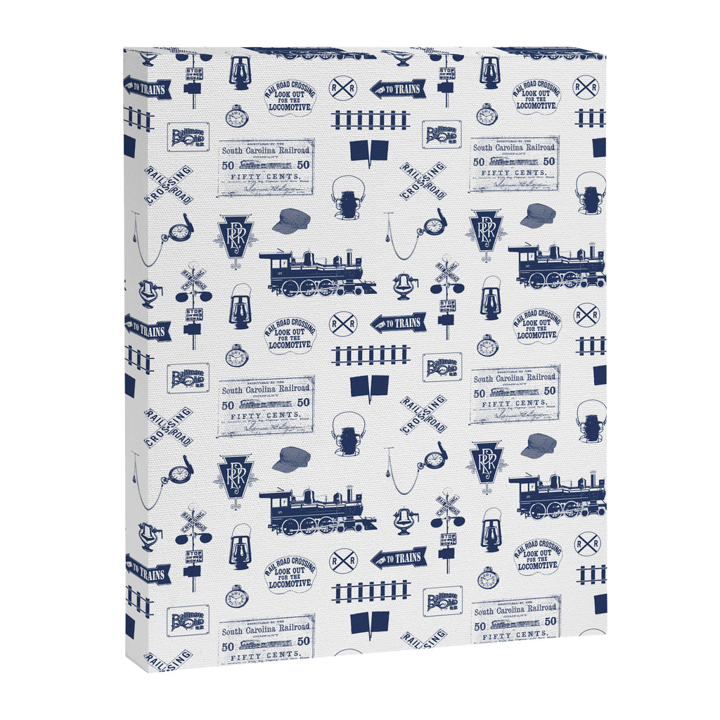 Railroad Symbols // Navy Blue Canvas Print Gallery Image 8