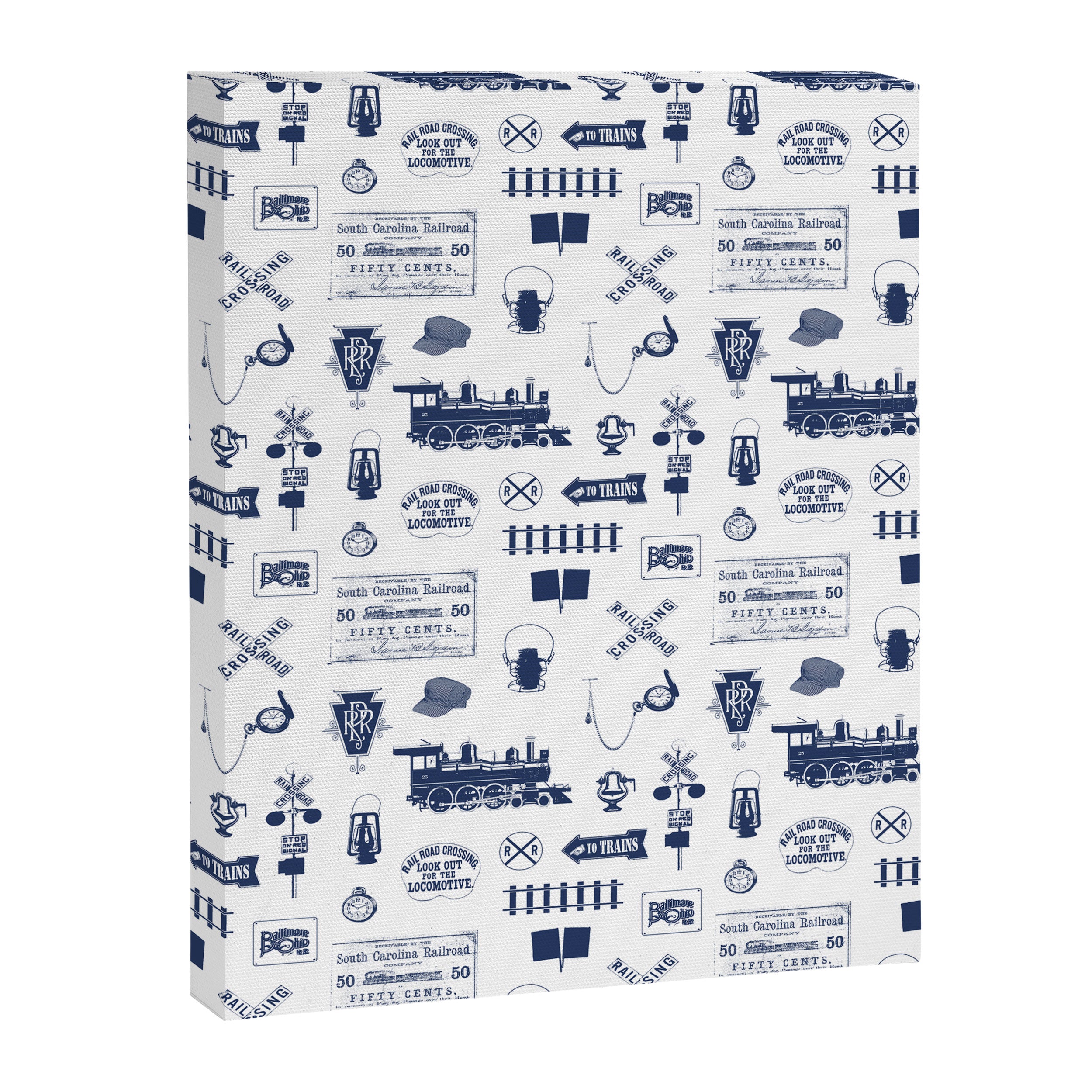 Railroad Symbols // Navy Blue Canvas Print Gallery Image 8