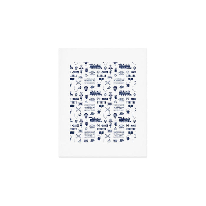 Railroad Symbols // Navy Blue Art Print Gallery Image 1