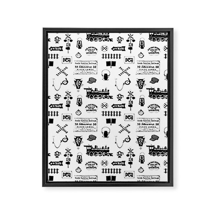 Railroad Symbols on White Framed Canvas Print Gallery Image 1