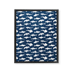 Sharks on Regal Blue Framed Canvas Print Gallery Image 6