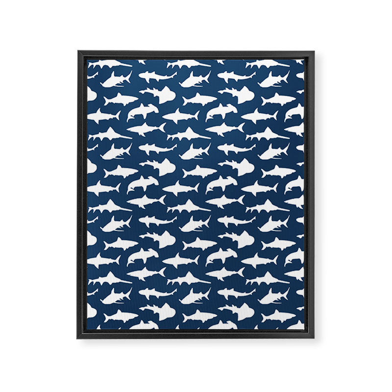 Sharks on Regal Blue Framed Canvas Print Gallery Image 6
