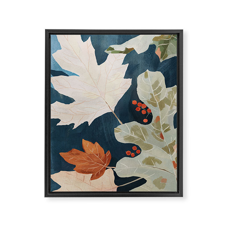 Abstract Art Autumn Leaves Framed Canvas Print Gallery Image 6